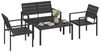 Outsunny Sitzgruppe HDPE Lamellendesign wetterfest Outdoor, (Set, 4-tlg, 1 Tisch, 2 Sessel, 1 Zweisitzer), für Garten Balkon Schwarz Bild 2