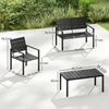 Outsunny Sitzgruppe HDPE Lamellendesign wetterfest Outdoor, (Set, 4-tlg, 1 Tisch, 2 Sessel, 1 Zweisitzer), für Garten Balkon Schwarz Bild 3