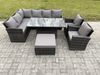 Fimous Outdoor Gartenmöbel Set aus Polyrattan mit Großer Fußhocker 2 Sesseln Dunkelgrau gemischt Bild 2