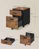 VASAGLE Rollcontainer, abschließbar, Aktenschrank mit 2 Schubladen, 5 Rollen und verstellbarer Hängeregistratur, strukturierte Oberfläche, für Dokumente im A4- und Letter-Format, vintagebraun-tintenschwarz LCD022K01 Bild 3