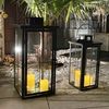 2tlg Metall XXL Laternen Set Schwarz Gartenlaterne Windlicht H58/45cm Bild 4