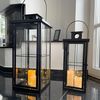 2tlg Metall XXL Laternen Set Schwarz Gartenlaterne Windlicht H58/45cm Bild 5