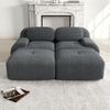 Flieks Modulares Cord Sofa 2-Sitzer mit 2x Hocker, Cloud Sofa rahmenlos, bodennah mit tiefer Sitzfläche, auch als Schlafsofa nutzbar, Grau Bild 2