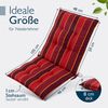 Beautissu Sitzauflage Premium Niedriglehner AuflageSun-NL, 100x50cm, RotGestreift, 8cm Dicke Gartenstuhlauflage mit Befestigung UV-Lichtechtheit 5 Bild 2