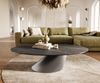 Couchtisch Edge Oval 140x80 cm Keramik Laminam® Noir Desir Braun Conis Edelstahl gebürstet Bild 2