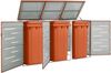 3er Mülltonnenbox JAGU Edelstahl Orange 115x207x77,5cm Mülltonnenverkleidung für 3 Tonnen 240L Müllbox aus Metall Mülltonnenschutz Mülltonnendach Bild 2