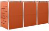 3er Mülltonnenbox JAGU Edelstahl Orange 115x207x77,5cm Mülltonnenverkleidung für 3 Tonnen 240L Müllbox aus Metall Mülltonnenschutz Mülltonnendach Bild 3