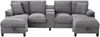 U-Form Sofa aus Cord 293x142x93 cm mit USB-Anschlüssen & Stauraum, grau Bild 3