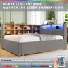 Merax Daybett Schlafsofa 140*200,Ausziehbett 90*190, ausgestattet mit LED Leuchten, Steckdosen und vielen Ablagefächern, Polsterbett, Multifunktionsschlafsofa, Einzelbett, Flanell, Dunkelgrau Bild 2