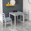 HOMCOM Essgruppe Esstisch mit 2 Stühle, (Tischgruppe, 3-tlg, Esszimmergruppe), für Wohnzimmer, Küche, Grau+Weiß, Kiefernholz Bild 5