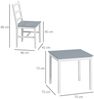 HOMCOM Essgruppe Esstisch mit 2 Stühle, (Tischgruppe, 3-tlg, Esszimmergruppe), für Wohnzimmer, Küche, Grau+Weiß, Kiefernholz Bild 2