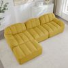 Ecksofa modular in Gelb mit tiefer Sitzfläche, Granulierter-Fleece-Bezug und Ottoman,79x228x165 cm Bild 3