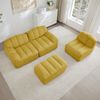 Ecksofa modular in Gelb mit tiefer Sitzfläche, Granulierter-Fleece-Bezug und Ottoman,79x228x165 cm Bild 4