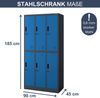 Umkleideschrank Spind IGOR - 6 Abteile, Etikettenhalter Lüftungsschlitze | Umkleidespind Schließfachschrank Garderobenspind, 185x90x45cm Anthrazit-Blau Bild 2