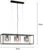 LED Pendelleuchte 3-flammig Schwarz mit Rauchglas, Breite 90cm Bild 4
