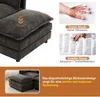 Ecksofa mit Hocker, Zier- und Armlehnenkissen, L-Form, Chenille, Wohnzimmersofa Bild 5