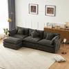 Ecksofa mit Hocker, Zier- und Armlehnenkissen, L-Form, Chenille, Wohnzimmersofa Bild 2
