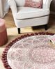 Teppich creme/rot ø 120 cm Mandala-Muster AYAKLI Bild 3