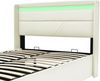 Merax Hydraulisch Stauraumbett mit LED-Beleuchtungsleiste, Doppelbett Polsterbett 140x200cm, Funktionsbett, Grau (Mit Matratze), Weiß Bild 4
