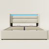Merax Hydraulisch Stauraumbett mit LED-Beleuchtungsleiste, Doppelbett Polsterbett 140x200cm, Funktionsbett, Grau (Mit Matratze), Weiß Bild 2