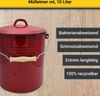 Karl Krüger Mülleimer mit Deckel, Emaille, 10 Liter, Rot Bild 3