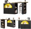 Bartisch B 135-205 x T 39 x H 100 cm, mobil, LED-Beleuchtung, USB, schwarz, MDF Bild 5