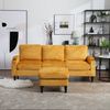 4-Sitzer Sofa mit Chenillebezug, Hocker mit Stauraum & Getränkehaltern, 196,5x75x77 cm, Gelb Bild 5