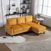 4-Sitzer Sofa mit Chenillebezug, Hocker mit Stauraum & Getränkehaltern, 196,5x75x77 cm, Gelb Bild 3