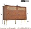 Flieks Kommode, Sideboard mit 6 Schubladen Rattan Nussbaum 120x40x90cm Bild 2