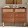 Flieks Kommode, Sideboard mit 6 Schubladen Rattan Nussbaum 120x40x90cm Bild 5