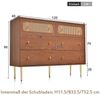 Flieks Kommode, Sideboard mit 6 Schubladen Rattan Nussbaum 120x40x90cm Bild 4