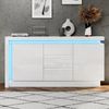 BlingBin Sideboard Hochglanz Kommode Anrichte Beistelltisch Buffetschrank mit LED (Aufbewahrungsschrank mit 3 Schubladen und 2 Türen, Verstellbaren Einlegeböden, 1 St, Gesamtabmessungen: 140*35*72cm, Gewichtskapazität: 40kg), Komodenschrank für Esszimm... Bild 3