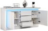 BlingBin Sideboard Hochglanz Kommode Anrichte Beistelltisch Buffetschrank mit LED (Aufbewahrungsschrank mit 3 Schubladen und 2 Türen, Verstellbaren Einlegeböden, 1 St, Gesamtabmessungen: 140*35*72cm, Gewichtskapazität: 40kg), Komodenschrank für Esszimm... Bild 2