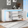 BlingBin Sideboard Hochglanz Kommode Anrichte Beistelltisch Buffetschrank mit LED (Aufbewahrungsschrank mit 3 Schubladen und 2 Türen, Verstellbaren Einlegeböden, 1 St, Gesamtabmessungen: 140*35*72cm, Gewichtskapazität: 40kg), Komodenschrank für Esszimm... Bild 4