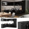 Eckküche R-Line Schwarz Hochglanz/Anthrazit 287 x 46 cm ohne Arbeitsplatte Vicco Bild 2