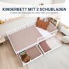 Kinderbett mit 2 Bettkästen, Rausfallschutz, Gitterbett, Holzbettrahmen, Massiv Holz Weiß, 90x200 cm Bild 3