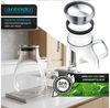Arendo Karaffe Glaskaraffe 2,5 L, Edelstahldeckel, Henkel, Grobfilter, Wasserkaraffe, Borosilikatglas, 2500 ml, Sieb, hitze- und kältebeständig, BPA-frei Bild 4