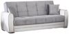 Dmora 3-Sitzer Schlafsofa Dike, Sofa mit Stauraum aus Öko-Leder und Stoff, Wohnzimmersofa mit Klick-Klack-Öffnung, 220 x 84 x 91 cm, Weiß und Grau Bild 3