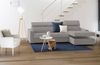 Dmora Schlafsofa mit Halbinsel Alibella, drehbares Sofa zum Öffnen, Aufbewahrungshalbinsel rechts, schmale Armlehnen, 100 % Made in Italy, 260 x 95 x 85 cm, Grau Bild 4