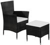 vidaXL Gartenstuhl und Hocker mit Polstern Poly Rattan Schwarz 44091 Bild 4