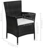 vidaXL Gartenstuhl und Hocker mit Polstern Poly Rattan Schwarz 44091 Bild 3