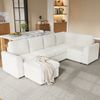 Ecksofa aus Cordstoff 282x153x85 cm mit Stauraumhocker, beige Bild 3