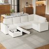 Ecksofa aus Cordstoff 282x153x85 cm mit Stauraumhocker, beige Bild 2