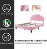 Polsterbett Doppelbett 140 x 200 cm, Bettrahmen mit blumenförmigem Kopfteil und Lattenrost, Erwachsenen-Jugendbett in hautfreundlichem Samtstoff, Gästebett Rosa Bild 5