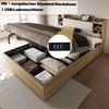 Merax Doppelbett, 180 x 200 cm, Holzbett, Hydraulisches Bett, Kopfteil mit Stauraum, Ausgestattet mit USB-Anschluss und Tape-C-Steckdose, (ohne Matratze) Holzfarbe Bild 3