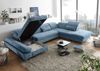Couch MELFI R Sofa Schlafcouch Wohnlandschaft Schlaffunktion blau denim U-Form rechts Bild 3