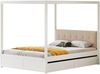 Zeltbett 140×200 cm mit gepolsterter Rückenlehne und 2 Schubladen –Weiß,Holz/Metall Bild 4
