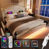 Polsterbett 160×200 cm mit 4 Schubladen, LED und USB/Type-C, Beige, ohne Matratze Bild 4
