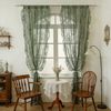 Qelus Gardine Voile Gardinen Transparent Vorhänge Kräuselband für Innen Außen (2 St), 2er Set Rüschenvorhänge Vintage-Tüll, Blumenspitze Shabby-Chic-Dekor Bild 4