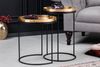Modernes 2er Set Beistelltisch MARTELLO schwarz gold abnehmbare Tabletts Hammerschlag Bild 2